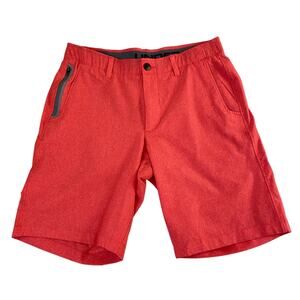Under Armour Mens HeatGear Golf Shorts Size 34 Red Loose Fit Preppy Athleisure